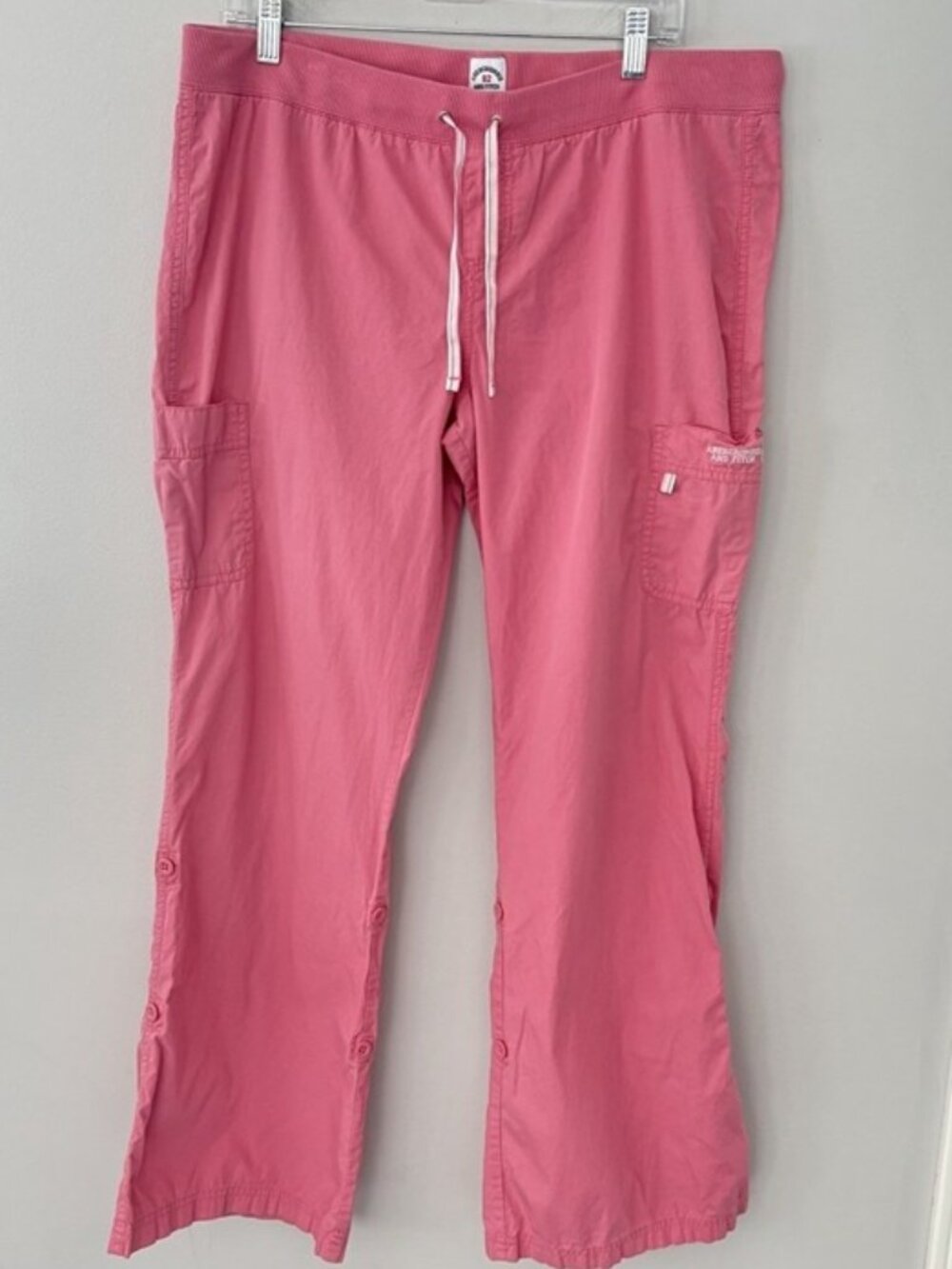 Abercrombie & Fitch Y2K Women’s Large Pink Cargo Pants Cotton Roll Up Capri